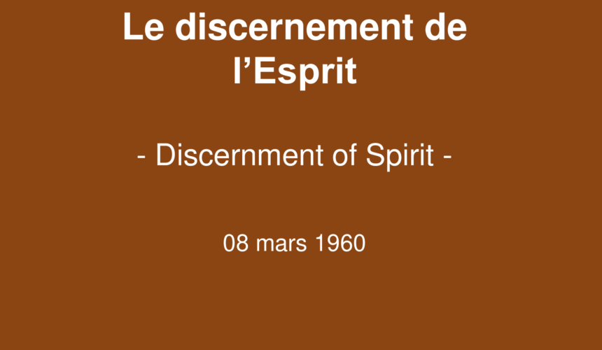 Le discernement de l’Esprit