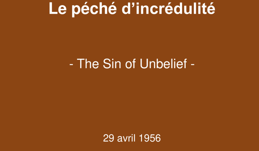 Le péché d’incrédulité